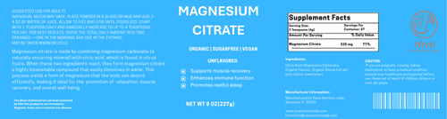 Bioavailable Magnesium Citrate for strength, calm, and better sleep — the clean daily essential by Reve Nutrition Lab