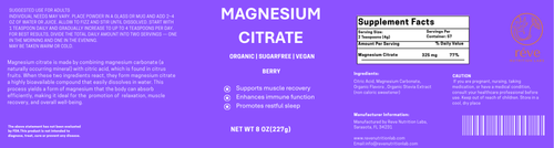 Berry Flavored Magnesium Citrate for strength, calm, and better sleep — the clean daily essential by Reve Nutrition Lab