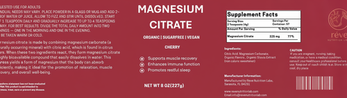 Cherry Flavored Magnesium Citrate for strength, calm, and better sleep — the clean daily essential by Reve Nutrition Lab